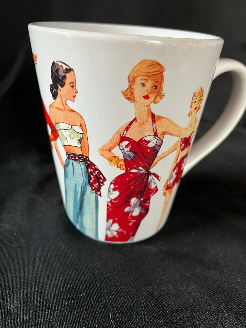 Retro Fashion Print WhiteCeramic Mug with 1948 fashions by Simplicity